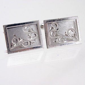 Wedding cufflinks Vintage Sterling Silver wedding cuff links Hand Engraved Detai